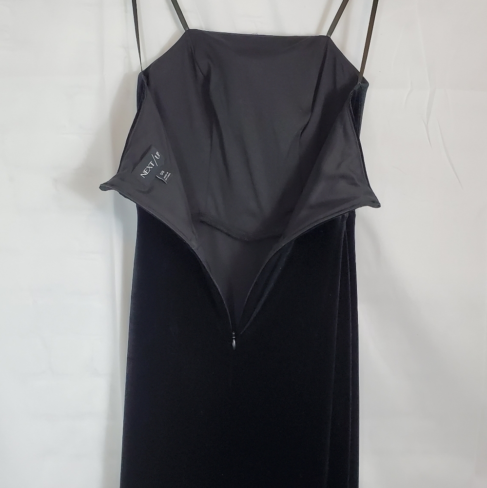 Next/up Black Velvet Strapless Maxi Dress with Slit NWT - Picture 10 of 11